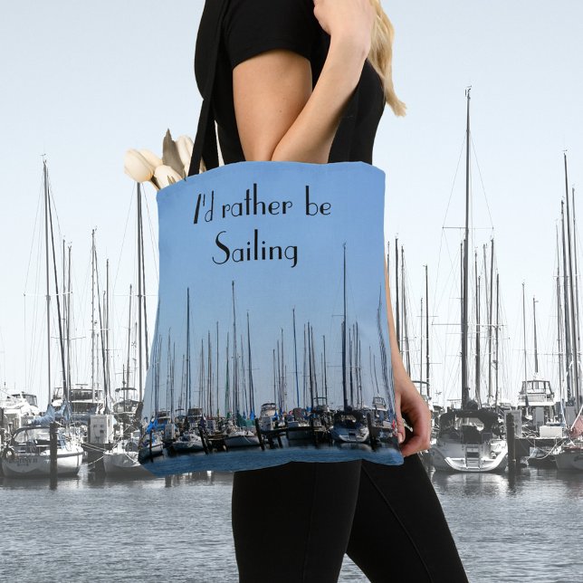 Tote Bag Bateaux à voile Je préfère naviguer Personnalisabl (Créateur téléchargé)