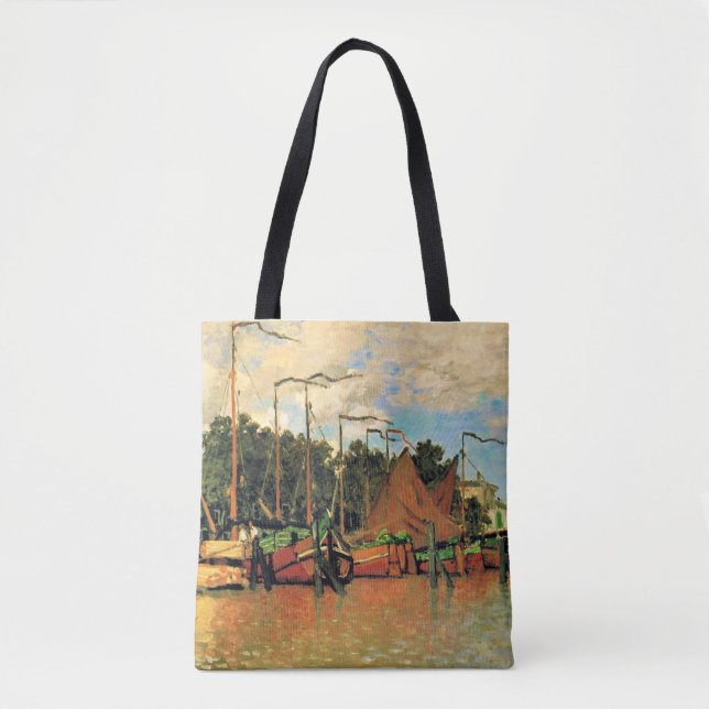 Tote Bag Bateaux à Zaandam par Claude Monet,  (Devant)