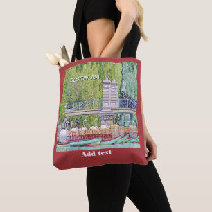 Tote Bag Bateaux cygnes de Boston en crayon et filtre d'enc