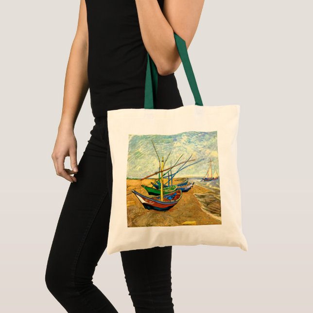 Tote Bag Bateaux de pêche sur la plage à Saintes-Maries par (Devant (produit))
