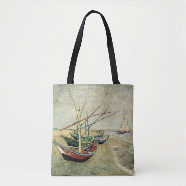 Tote Bag Bateaux sur la plage de Saintes-Maries (Devant)