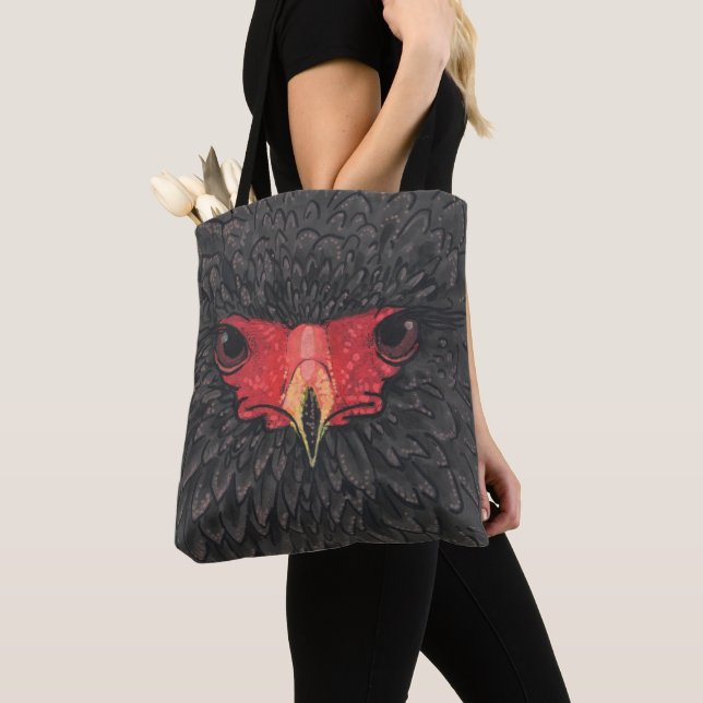 Tote Bag Bateleur Eagle African Bird Portrait Papier Collag (De près)