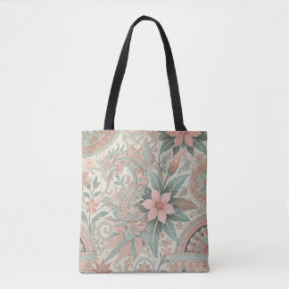 Tote Bag Batik bleu rose indonésien motif floral
