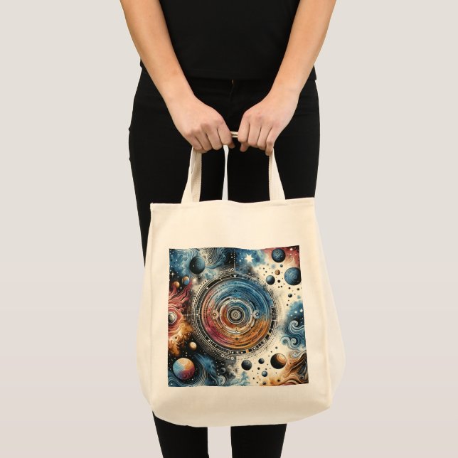 Tote Bag Batik futuriste Art cosmique - Design spatial (Devant (produit))