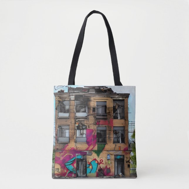 Tote Bag Bâtiment abandonné Art abstrait AI (Devant)