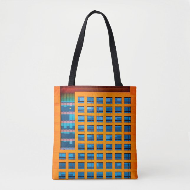 Tote Bag Bâtiment bleu et orange (Devant)