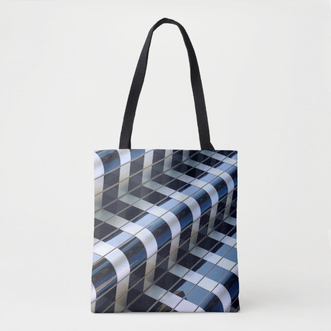 Tote Bag Bâtiment de haute hauteur noir et gris (Devant)