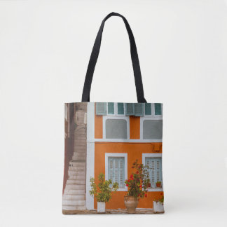 TOTE BAG BÂTIMENT EN BÉTON BLANC ET GRIS ORANGE