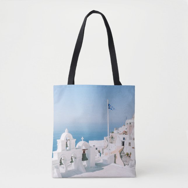 Tote Bag Bâtiment en béton blanc près du plan d'eau dans  (Devant)