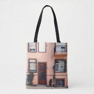 TOTE BAG BÂTIMENT EN BÉTON ROSE ET ROUGE