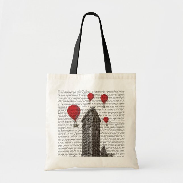 Tote Bag Bâtiment en fer plat et ballons rouges à air chaud (Devant)