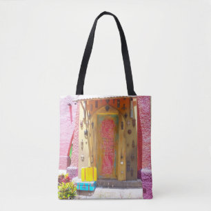 Tote Bag Bâtiment rose ramasse les poignards de porte sur u