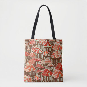 Tote Bag Bâtiments vintages de la ville Motif sans couture