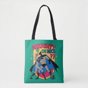Tote Bag Batman   Catwoman Under Mistletoe Naughty Or Nice