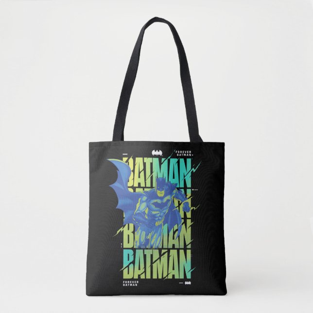 Tote Bag Batman Électrique Qui Traverse La Typographie (Devant)