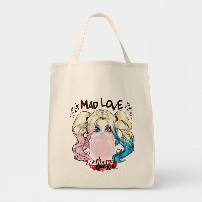 Tote Bag Batman | Mad Love Harley Quinn Chewing Bubble Gum (Devant)