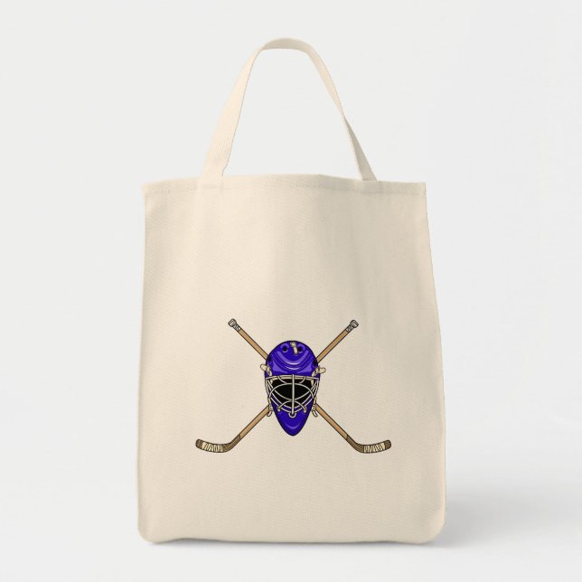 Tote Bag Bâtons de casque et de croix d'hockey bleus (Devant)