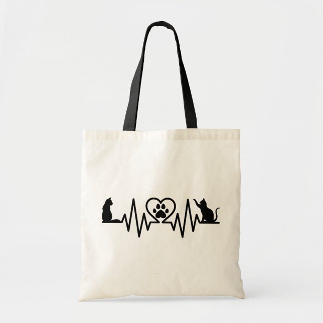 Tote Bag Battement de cœur de chat avec un autre chat  (Devant)