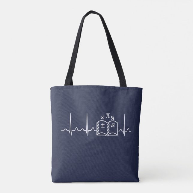 Tote Bag Battement de coeur V2 de professeur de maths (Dos)