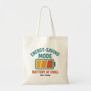 Tote Bag Batterie en mode économie d'énergie à Chill Retro