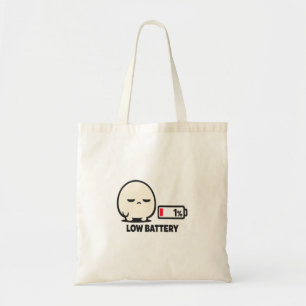 Tote Bag Batterie faible 1% - Minimaliste Personnage Mignon