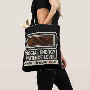 Tote Bag Batterie Sociale Alimentée par le Café   Niveau d'