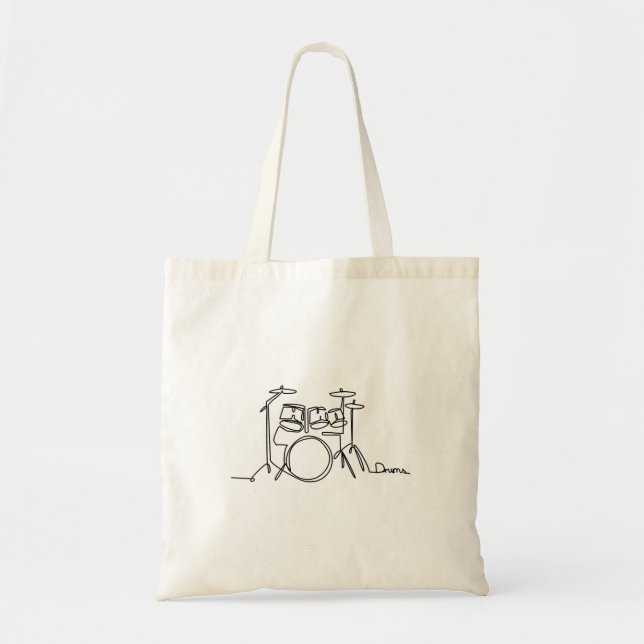 Tote Bag Batteur Conception Musicale Batterie Une Ligne  (Devant)