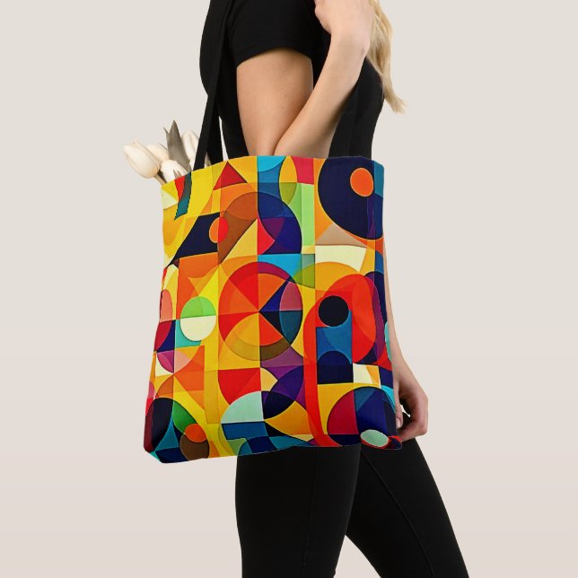 Tote Bag Bauhaus Color Geometry Design (De près)