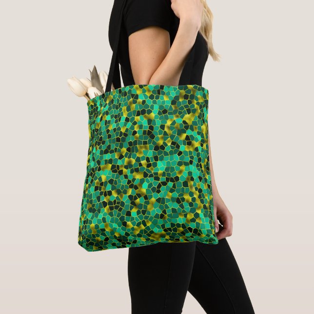Tote Bag Baveuse verte et dorée (De près)