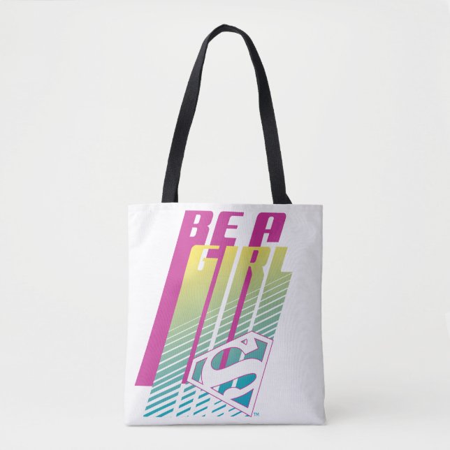 Tote Bag "Be A Girl" Supergirl Graphic (Devant)