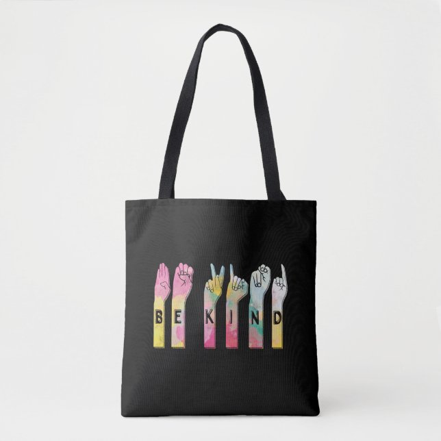 Tote Bag Be Genind ASL Alphabet American Sign Language (Devant)