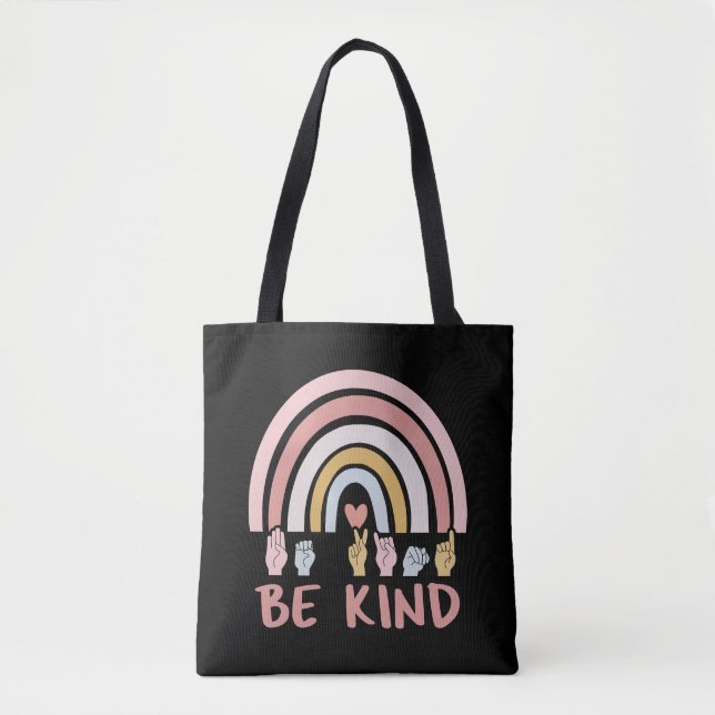 Tote Bag Be Kind ASL III - Langue des Signes Américaine (Devant)