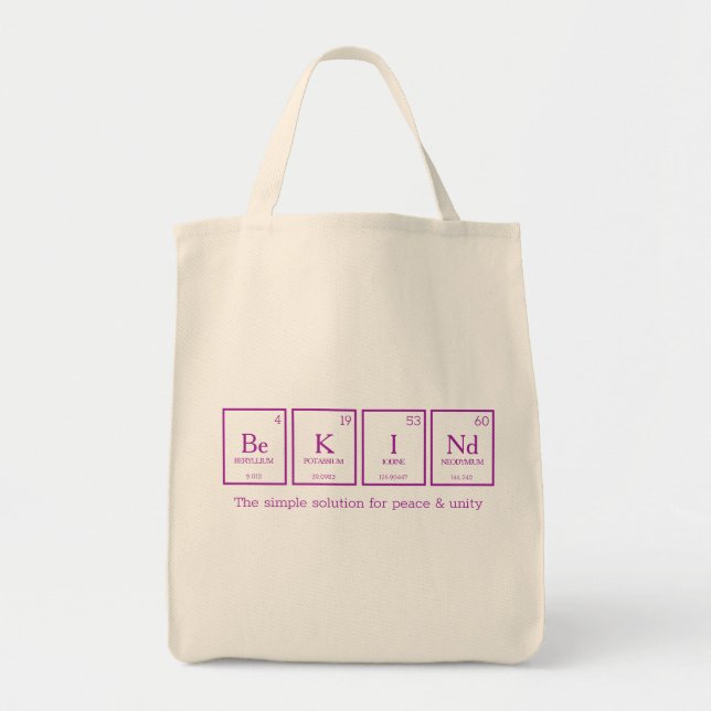 Tote Bag Be KINd éléments de tableau périodique chimie rose (Devant)