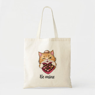 Tote Bag Be Mine Chat : Saint Valentin Kawaii Chat avec bon
