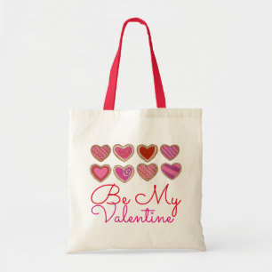 Tote Bag Be My Valentine Red Heart Cookies Saint Valentin