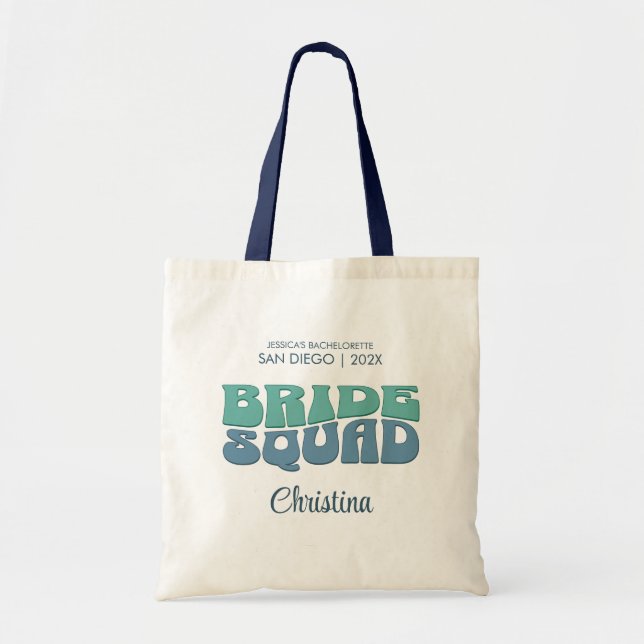 Tote Bag Beach Bachelorette Party Retro Bride Squad Cadeau (Devant)