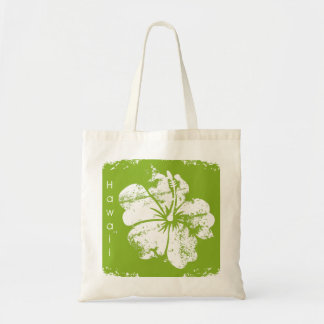 Tote Bag Beach Bag Hawaii Grunge Hibiscus Flower Lime Green