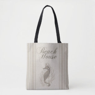 Tote Bag Beach House Seahorse Seashore
