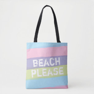 Tote Bag Beach Please Watercolor Stripes Beach Sag