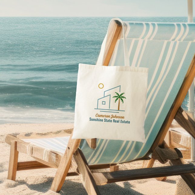Tote Bag Beach Real Estate Company Cute Personnalisable (Créateur téléchargé)
