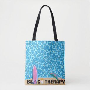 Tote Bag Beach Therapy Surfboard Summer Aesthetic Poster
