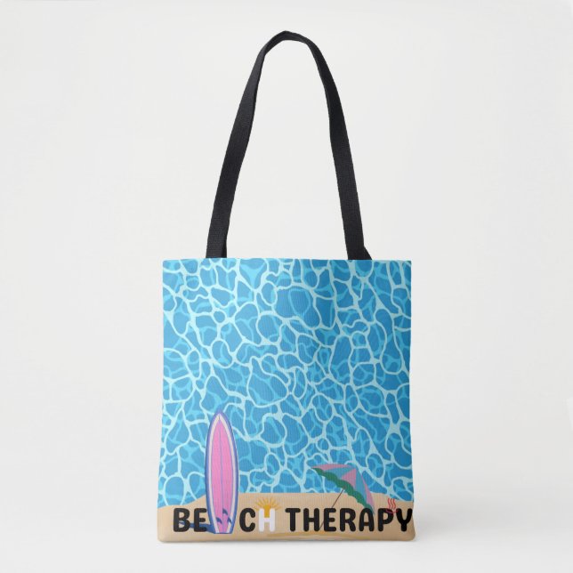 Tote Bag Beach Therapy Surfboard Summer Aesthetic Poster (Devant)