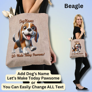Tote Bag Beagle - Ajouter le nom du chien, modifier le text