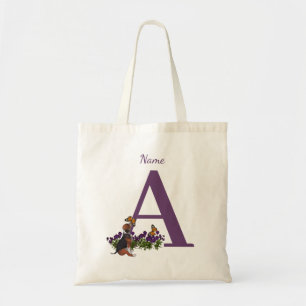 Tote Bag Beagle Chiot Papillons Monogramme Initiale A Nom