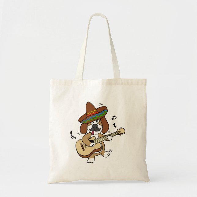 Tote Bag Beagle playing guitar choose (Devant)