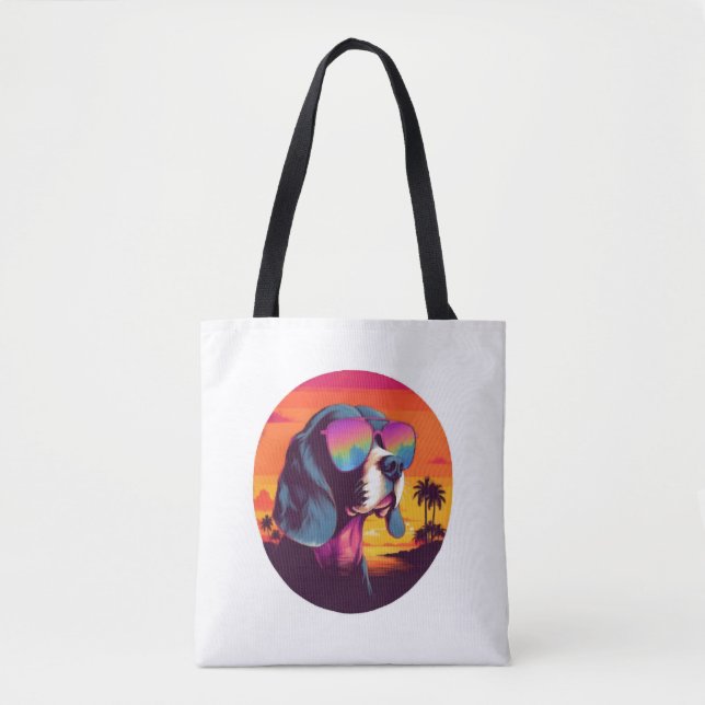 Tote Bag Beagle Sunset Arrière - plan Chemise, maman Beagle (Devant)