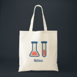 Tote Bag Beaker & Test Tube Science Themed<br><div class="desc">Un sac fourre-tout avec un dessin mignon d'un tube d'essai et d'un bécher. Parfait pour les types scientifiques.</div>