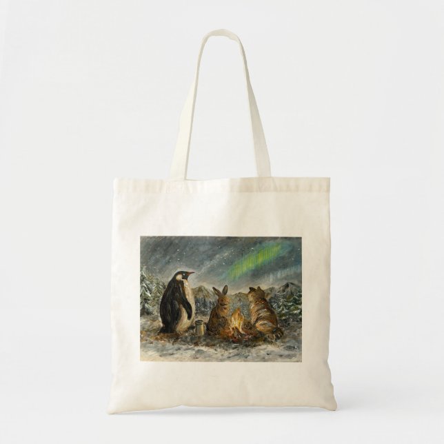 Tote Bag Beam Lingering Whimsical Aurora Animals Painting (Devant)