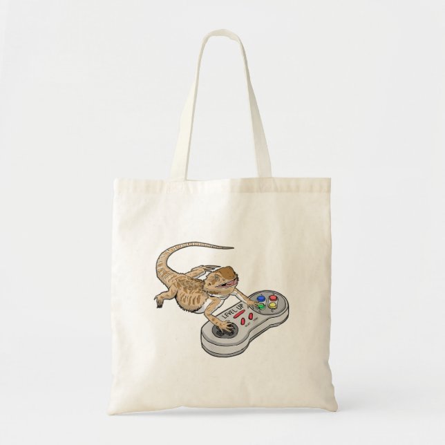 Tote Bag Bearded Dragon Playing Video Game Reptiles Pagona (Devant)