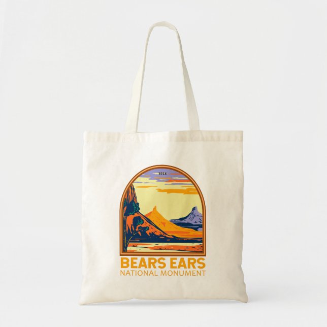 Tote Bag Bears Ears National Monument Utah Retro (Devant)